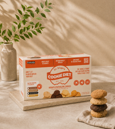 Dr. Siegal's Cookie Diet box with assorted cookies in a premium natural setting